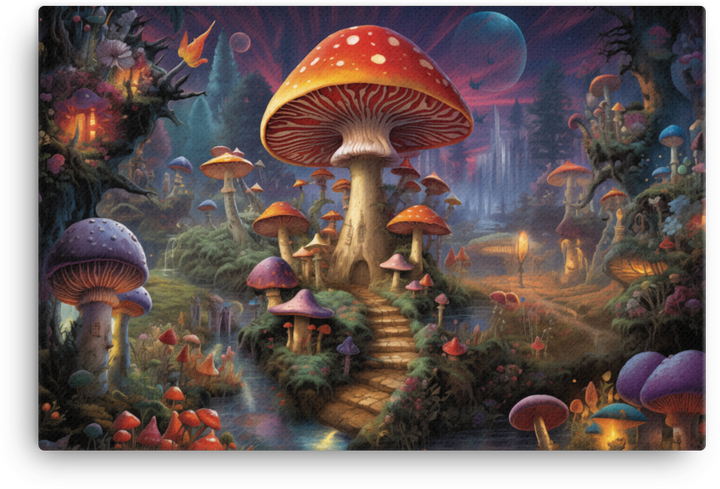 Twilight Whispers in the Mushroom Fantasyland Canvas