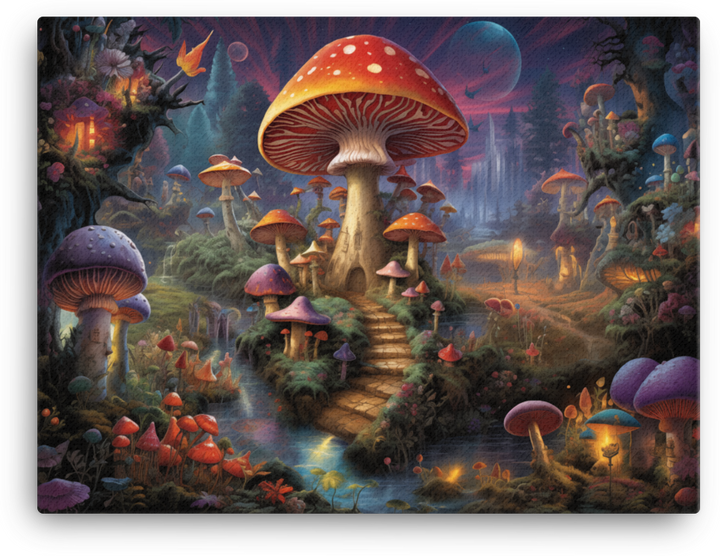 Twilight Whispers in the Mushroom Fantasyland Canvas
