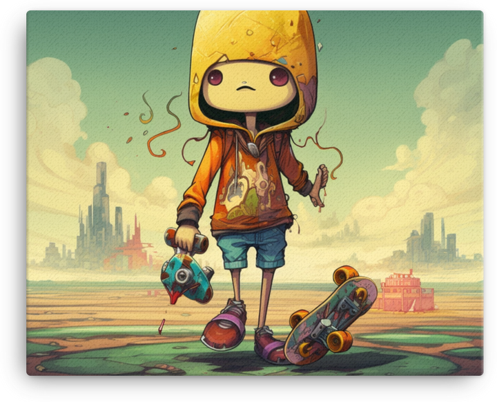 Urban Adventure Kid with Skateboard Canvas