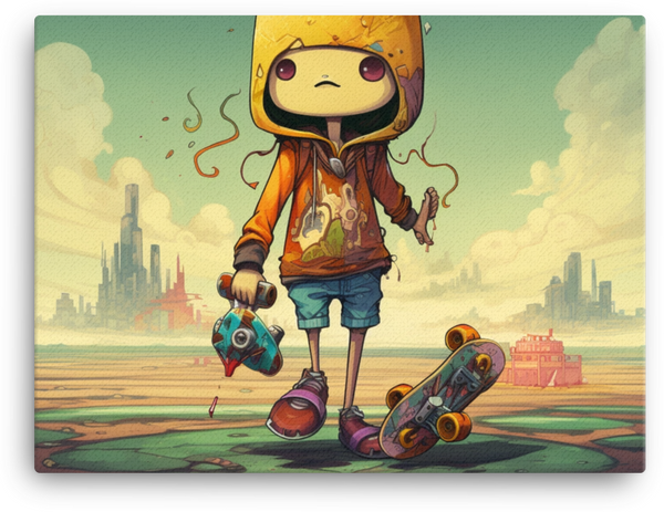 Urban Adventure Kid with Skateboard Canvas