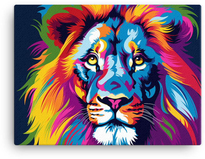 Vibrant Majesty Lion Canvas Wall Art