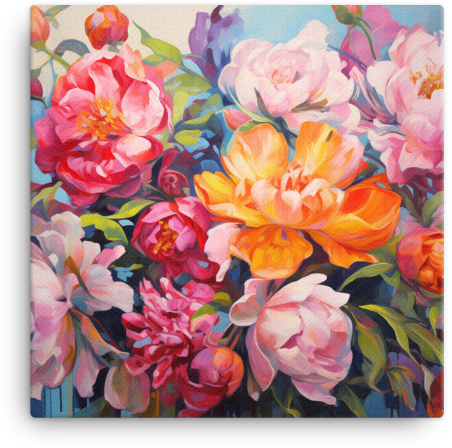 Vibrant Peony Medley Canvas Wall Art wall art