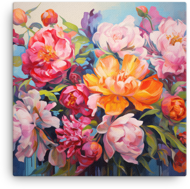 Vibrant Peony Medley Canvas Wall Art wall art