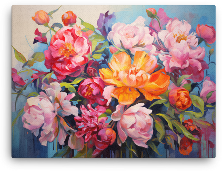 Vibrant Peony Medley Canvas Wall Art wall art