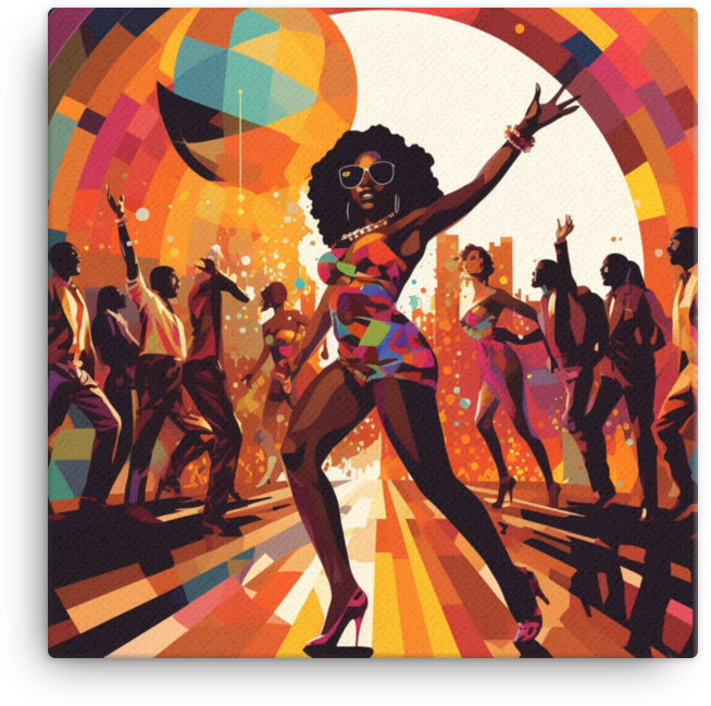 Vibrant Retro Dance Floor Fiesta Canvas