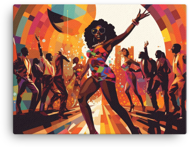 Vibrant Retro Dance Floor Fiesta Canvas