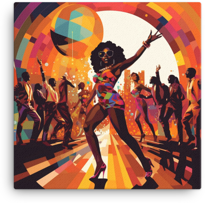 Vibrant Retro Dance Floor Fiesta Canvas