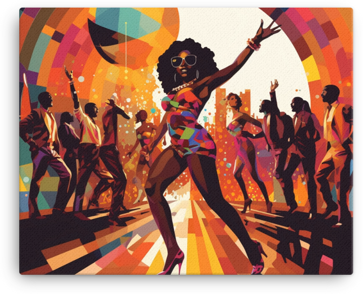 Vibrant Retro Dance Floor Fiesta Canvas