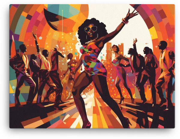 Vibrant Retro Dance Floor Fiesta Canvas