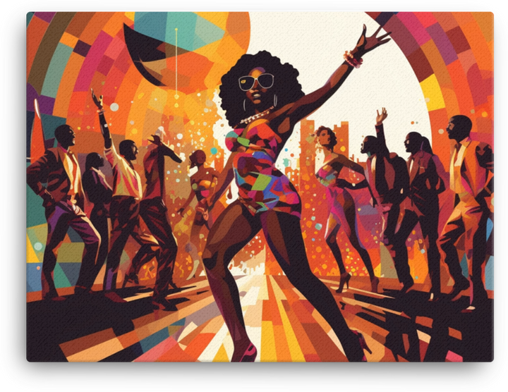 Vibrant Retro Dance Floor Fiesta Canvas