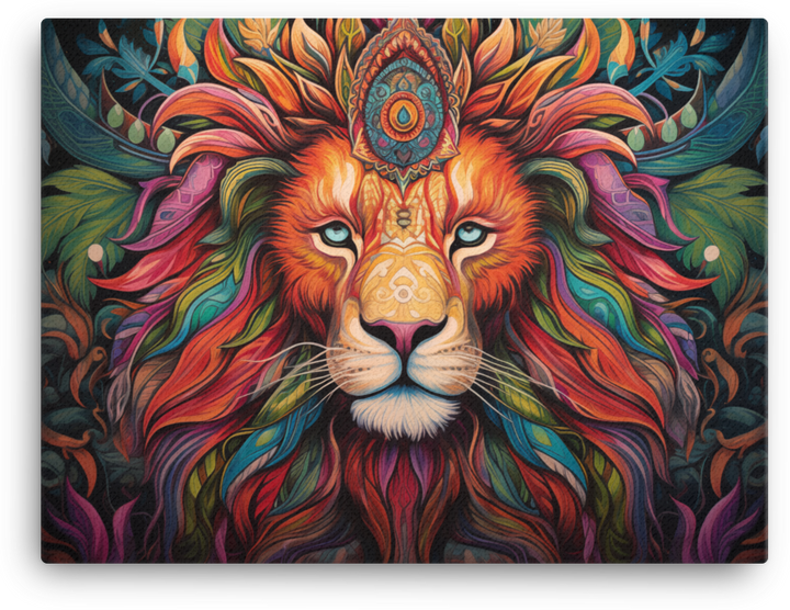 Vibrant Tribal Lion Canvas Wall Art