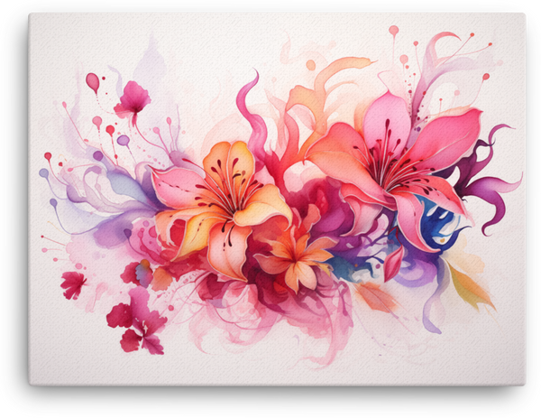 Vibrant Watercolor Floral Cascade Canvas Wall Art wall art