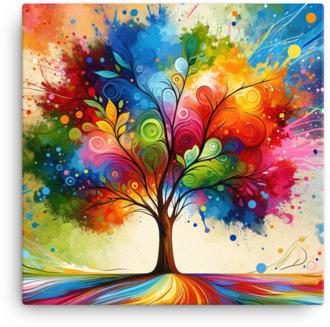 Vibrant Whimsy Colorburst Tree Canvas wall art