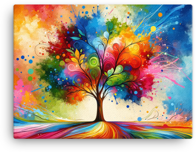 Vibrant Whimsy Colorburst Tree Canvas wall art