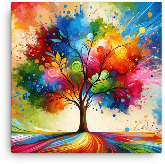 Vibrant Whimsy Colorburst Tree Canvas wall art