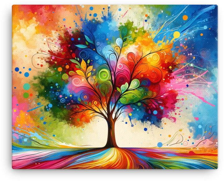 Vibrant Whimsy Colorburst Tree Canvas wall art