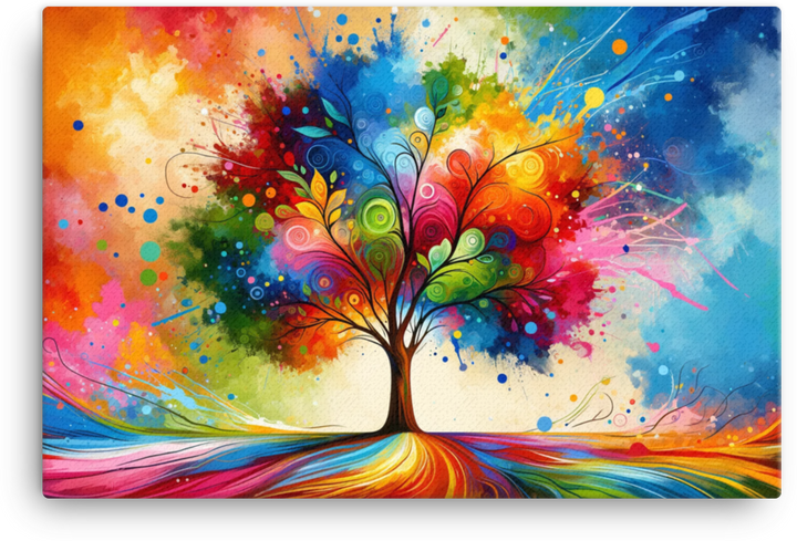 Vibrant Whimsy Colorburst Tree Canvas wall art