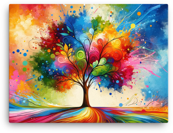 Vibrant Whimsy Colorburst Tree Canvas wall art