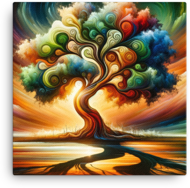 Vibrant Whirlwind of the Four Seasons Tree Canvas wall art