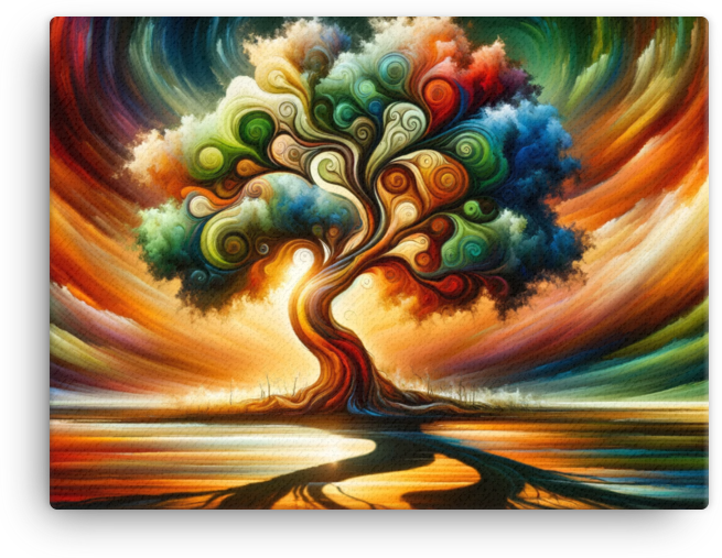 Vibrant Whirlwind of the Four Seasons Tree Canvas wall art