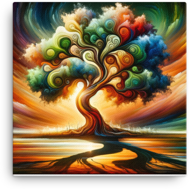 Vibrant Whirlwind of the Four Seasons Tree Canvas wall art