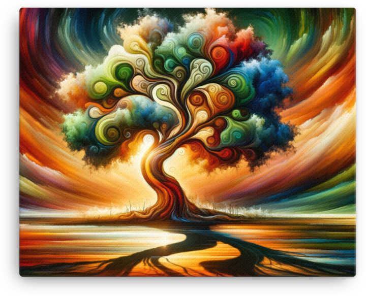 Vibrant Whirlwind of the Four Seasons Tree Canvas wall art