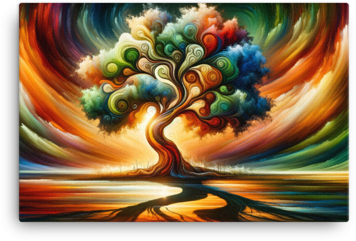 Vibrant Whirlwind of the Four Seasons Tree Canvas wall art