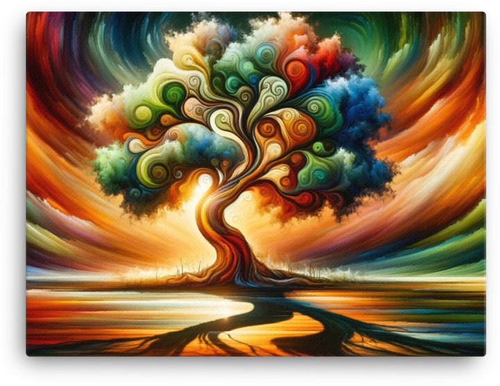 Vibrant Whirlwind of the Four Seasons Tree Canvas wall art