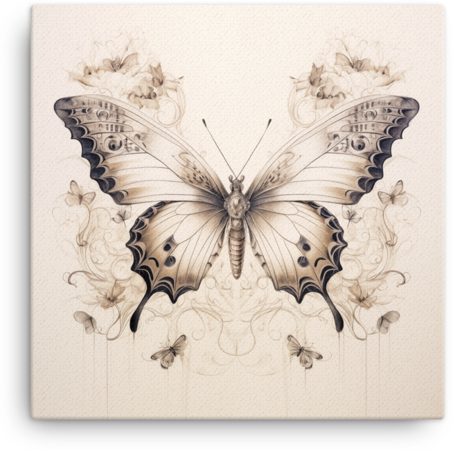 Vintage Butterfly Sketch Canvas