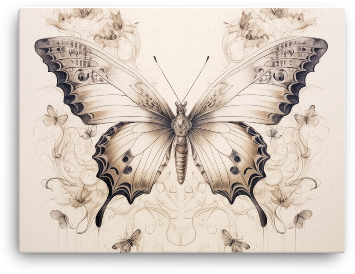 Vintage Butterfly Sketch Canvas