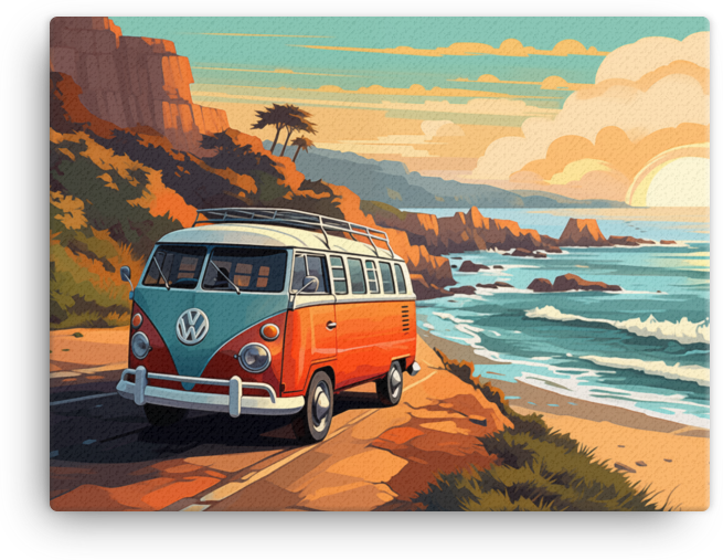 Vintage Van on a Coastal Journey Canvas wall art