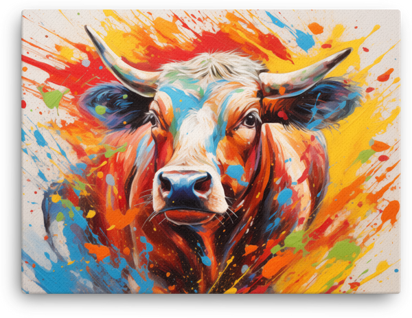 Vivid Imagination Cow Canvas Wall Art