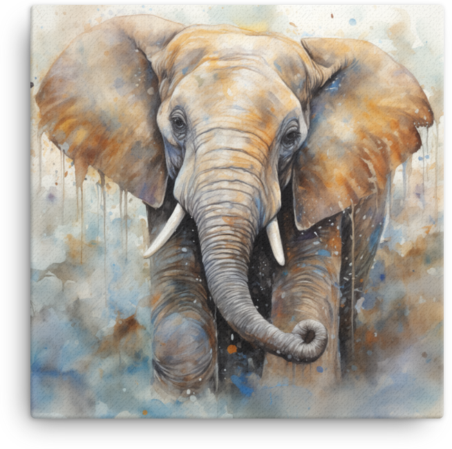 Watercolor Essence Elephant Canvas Wall Art