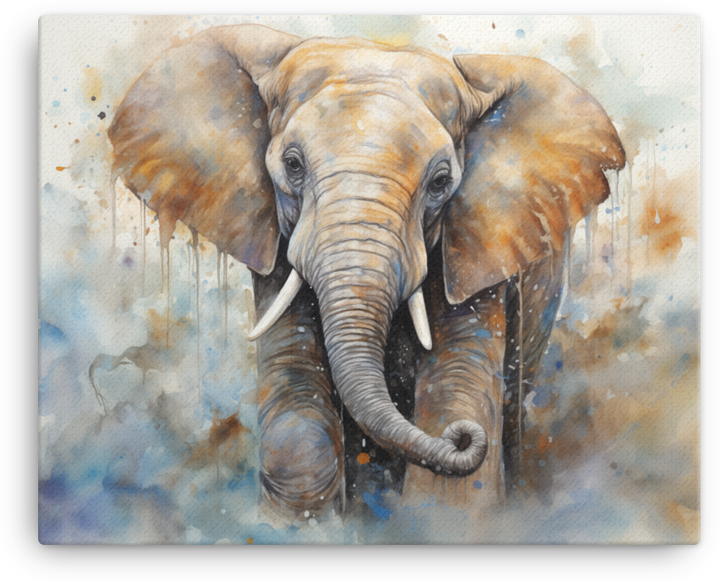 Watercolor Essence Elephant Canvas Wall Art