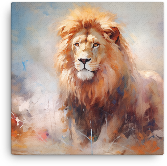 Watercolor Serenity Lion Canvas Wall Art