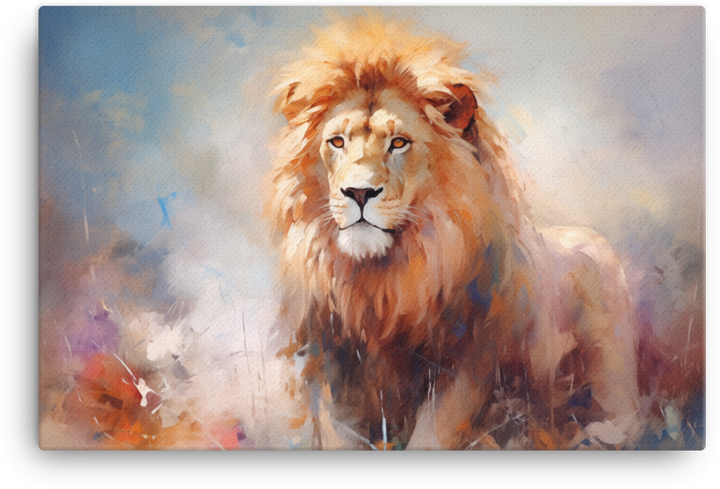 Watercolor Serenity Lion Canvas Wall Art