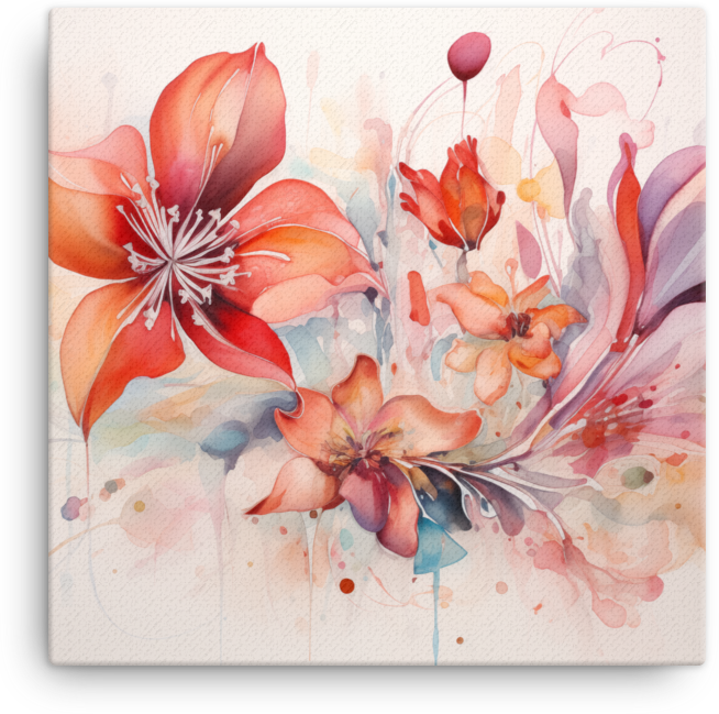 Watercolor Whispers Floral Burst Canvas Wall Art wall art