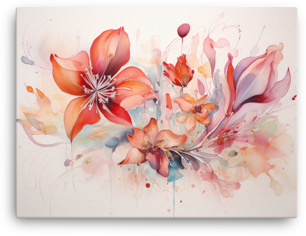 Watercolor Whispers Floral Burst Canvas Wall Art wall art