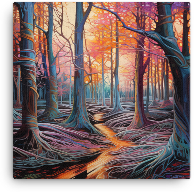 Whimsical Autumn Forest in Vivid Hues Canvas wall art