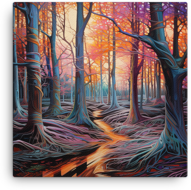 Whimsical Autumn Forest in Vivid Hues Canvas wall art