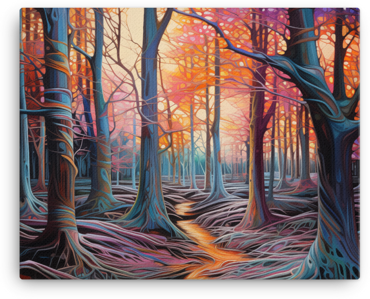 Whimsical Autumn Forest in Vivid Hues Canvas wall art