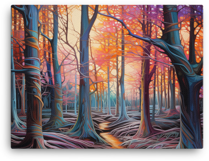 Whimsical Autumn Forest in Vivid Hues Canvas wall art