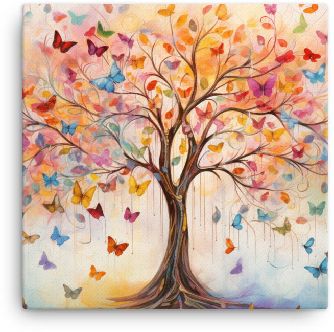 Whimsical Butterfly Tree Canvas wall art