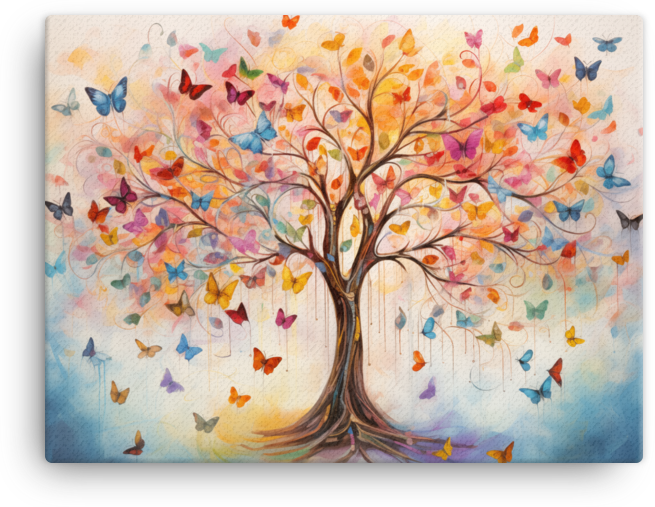 Whimsical Butterfly Tree Canvas wall art