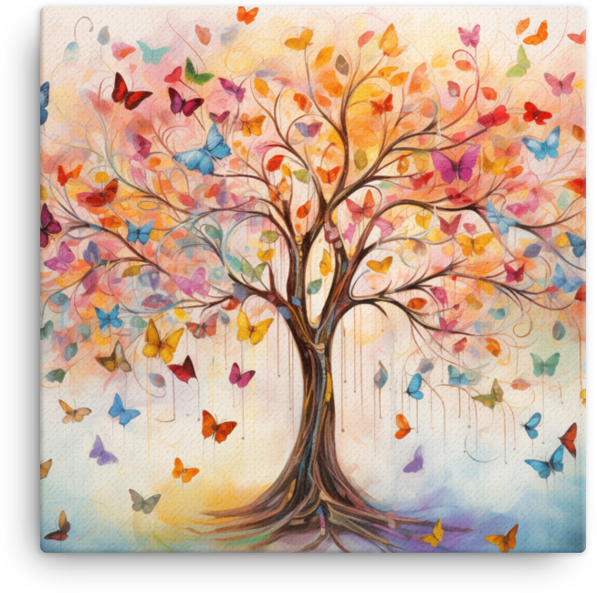 Whimsical Butterfly Tree Canvas wall art