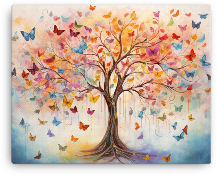 Whimsical Butterfly Tree Canvas wall art