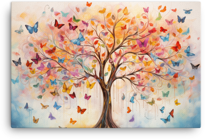 Whimsical Butterfly Tree Canvas wall art