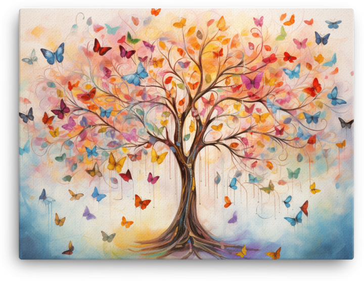 Whimsical Butterfly Tree Canvas wall art