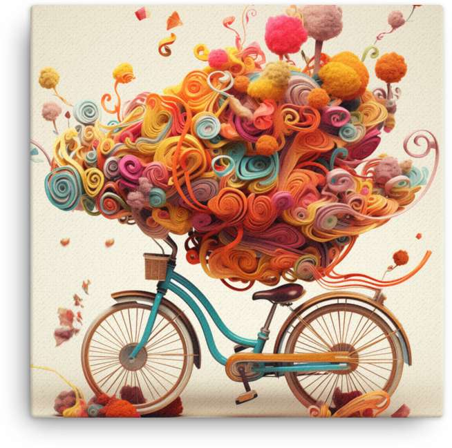 Whimsical Melody of Colors Bicycle Canvas