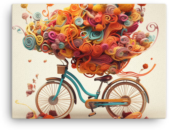 Whimsical Melody of Colors Bicycle Canvas